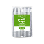 Amazon Basics Disposable Plastic To-Go Cups and Lids, Mini, 2oz, 50 Count, BPA Free, for Condiment, Salad Dressing, Sauces, Jello Shots