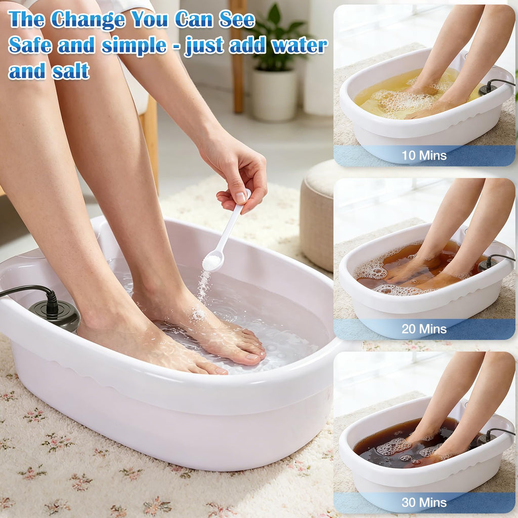Ionic Detox Foot Bath - Foot Spa, Ionic Foot Bath Detox Machine Chi Cleanse with Tub, Wrist Strap, Far Infrared Waistbelt, 2 Arrays, Blue Bag