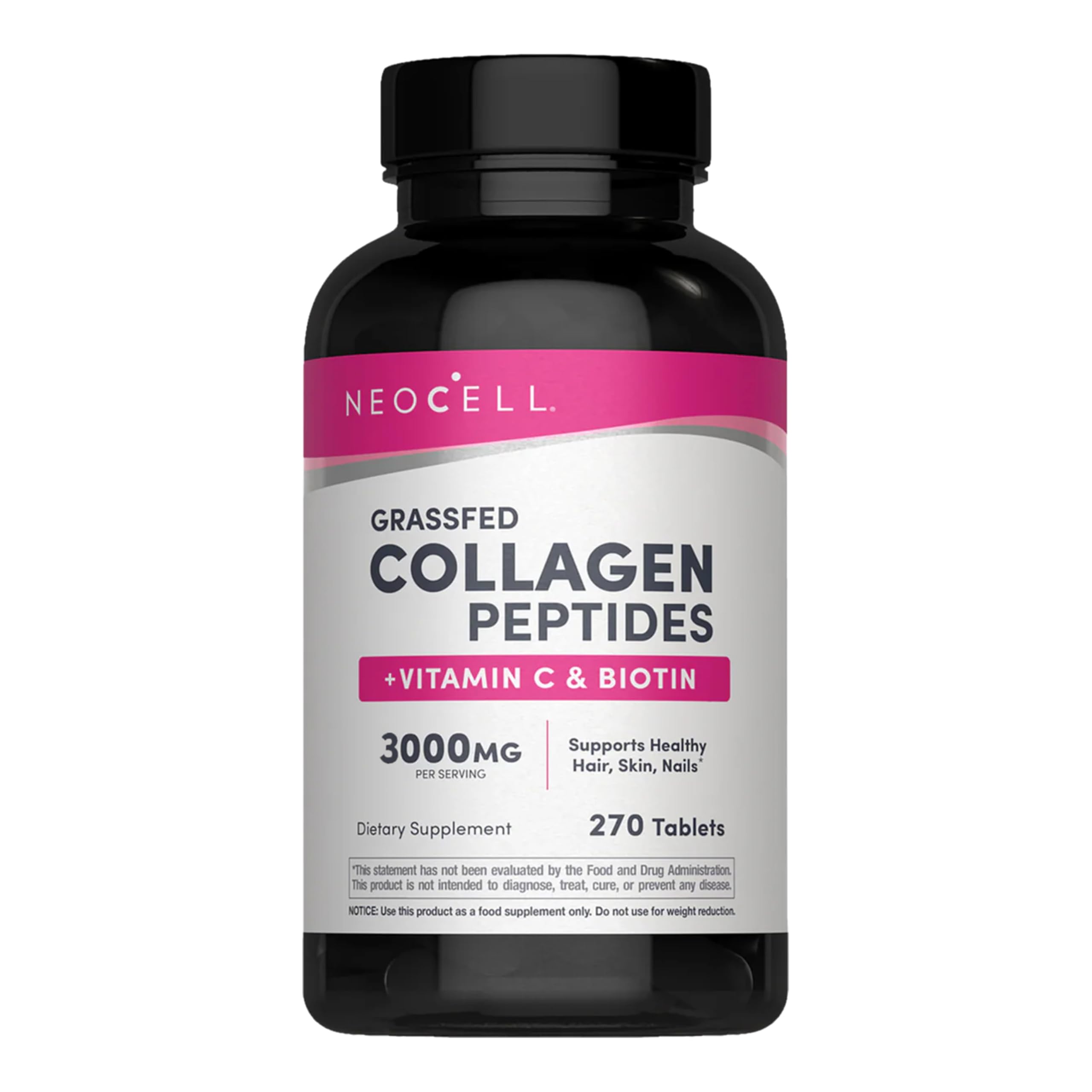 NeoCell Collagen Peptides Pills | 270 Caplets | with Vitamin C and Biotin | Grass Fed Bovine | Hair, Skin, & Nails | for Women and Men