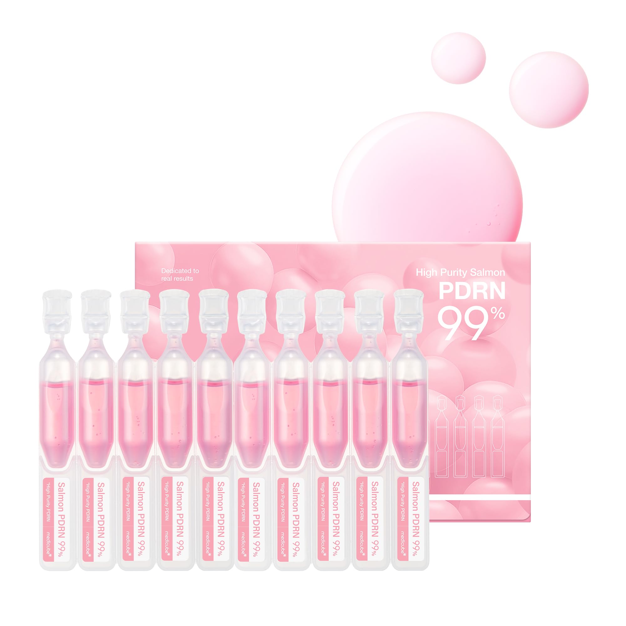 medicube Salmon DNA PDRN Pink One Day Serum | 99% Salmon DNA PDRN Intensive Ampoule, Collagen, Glutathione, Hyaluronic Acid - Improves skin radiance | Korean skincare 0.05 fl.oz x 10e
