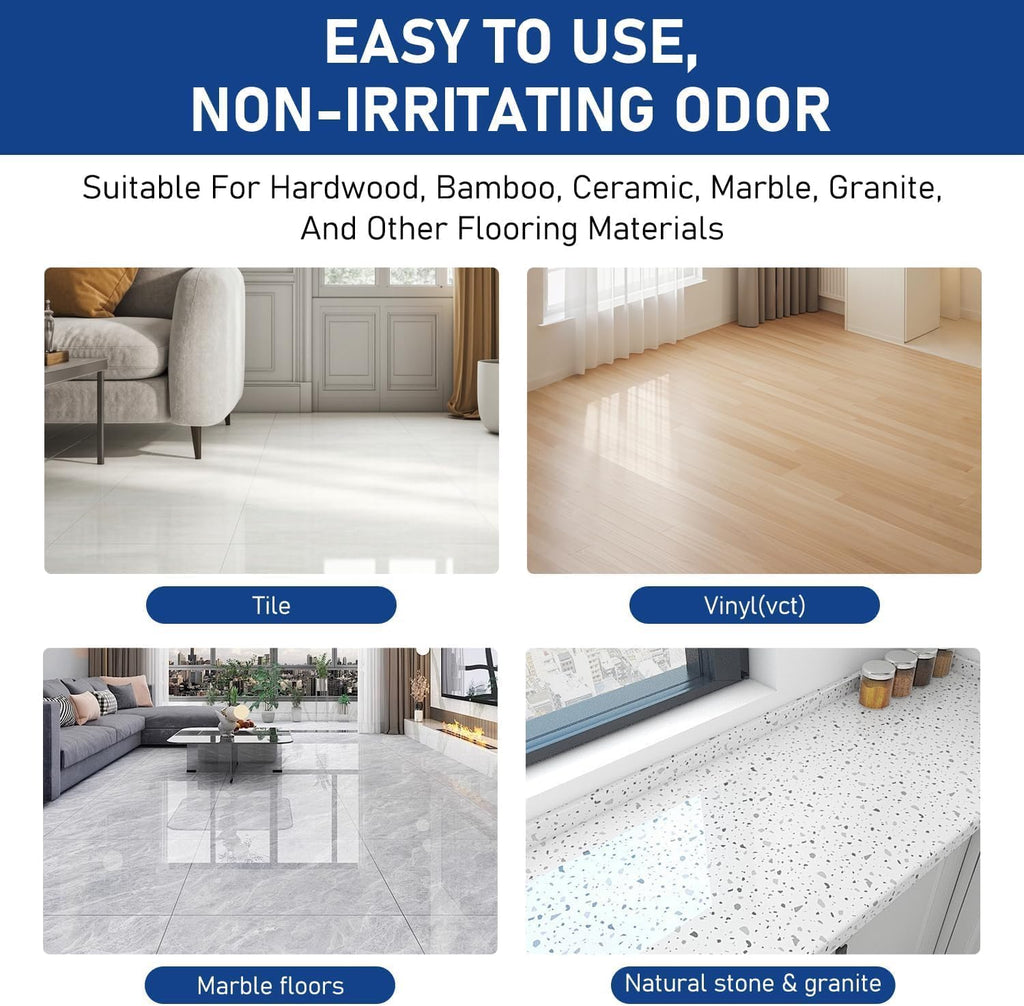 UUZO 2Pcs Floor Restore Cleaner, Floor Restore, High Solid Content Floor Polish For Shine Renewal & Protective Layer, Quick-Drying Protective Finish For Tile, Shine Wood