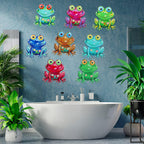 Junware Metal Frog Wall Decor, 8 Pcs Frogs Wall Art Sculptures Hanging Sculpture Decoration, Outdoor Fence Arts for Home Garden, Fence, Patio, Yard, Bedroom Outside Gifts for Adults