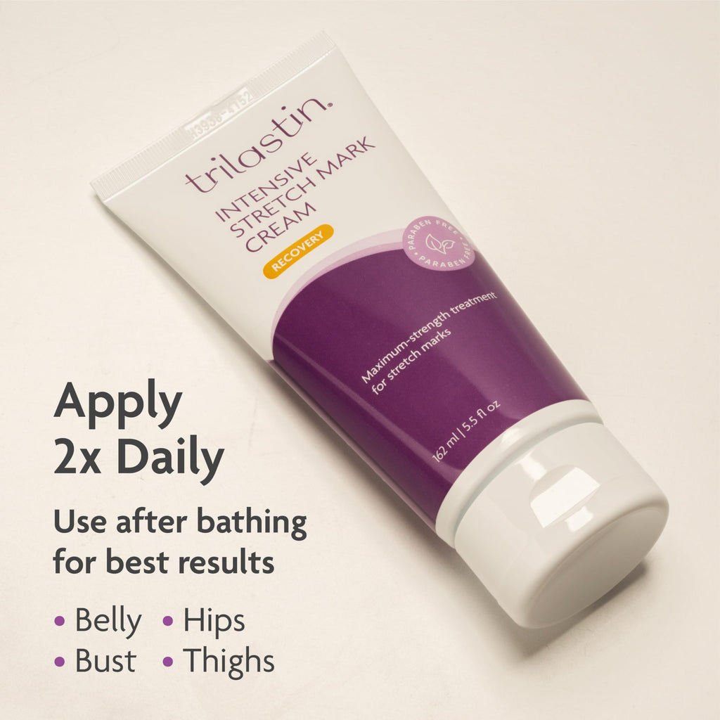 TriLASTIN Stretch Mark Cream – Collagen & Elastin Support Body Cream with Niacinamide, Vitamin C & Vitamin E – Hydrating Stretch Mark Lotion for Belly, Hips & Thighs – Unscented - 5.5 oz