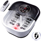 SPA4PIEDS Collapsible Heated Foot Spa Bath with Bubble, Foot Soaking Tub Featuring 8 Shiatsu Rollers, Pumice Stone and Built-in Timer for Mom, Dad and Foot Relaxation (Black)