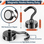 FINDMAG 16 Pack Magnetic Hooks, Black 30 LBS Neodymium Magnet Hooks