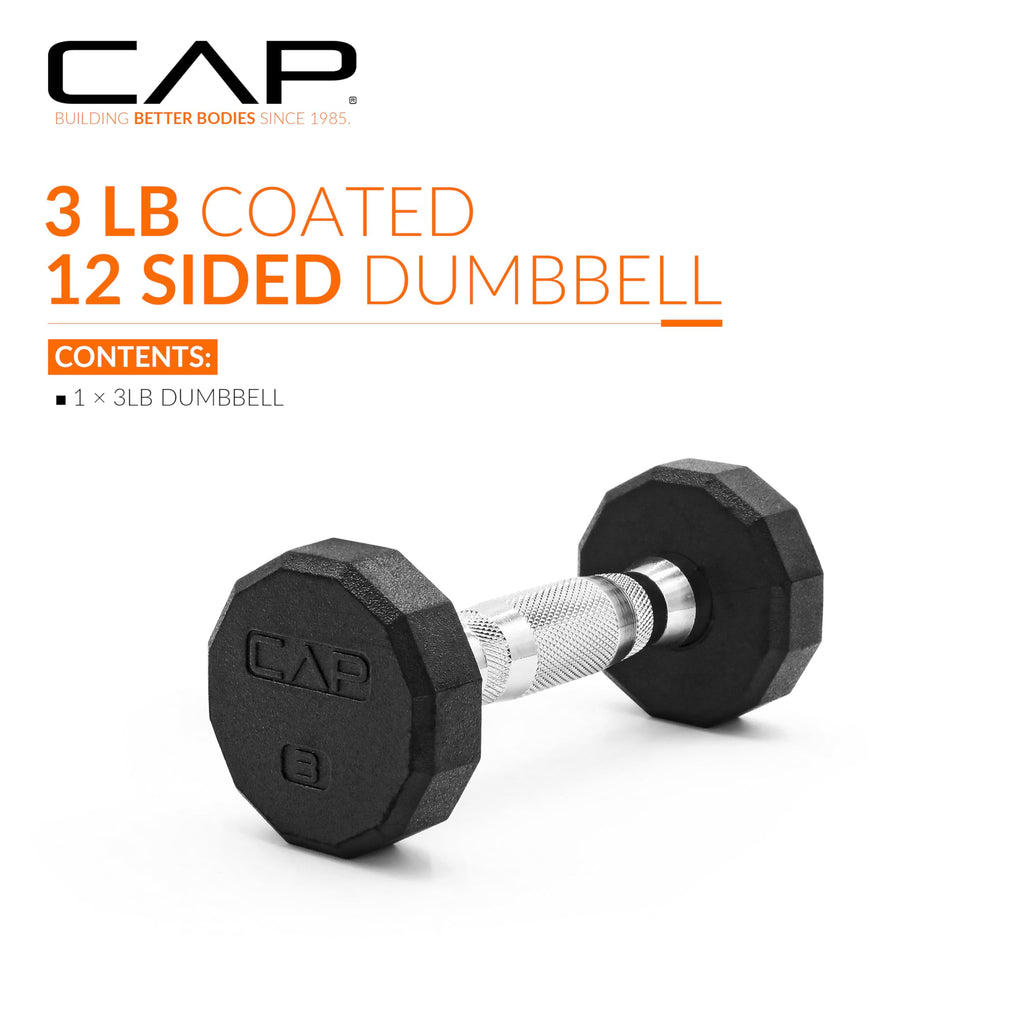 CAP 12-Sided Coated Dumbbell, 3 LB