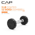 CAP 12-Sided Coated Dumbbell, 3 LB