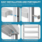 TonGass (3-Pack, White) 18" Universal Pool Ladder Step Replacement with Reflective Strip, Plastic Swimming Pool Ladder Rung Step with Stainless Steel Bolts for Inground Above Ground Pools