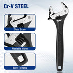 WORKPRO 2-piece Adjustable Wrench Set, 6-Inch & 10-Inch Wrenches, Cr-V Steel, Wide Jaw Wrench with Metric & SAE Scale, good for Home, Garage, Workshop