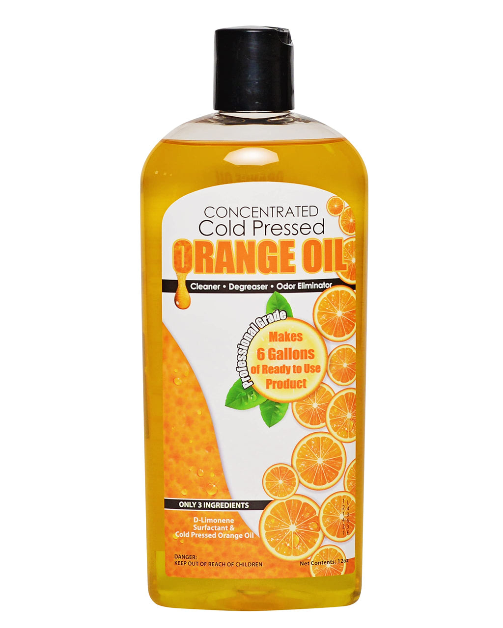 Cold Pressed Orange Oil Concentrate |12-ounce Professional Grade All-Purpose Citrus Cleaner, Degreaser & Pet Odor Eliminator Blend | Dilutes to 6 Gallons of Finished Product | Home and Outdoor Use