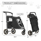MoNiBloom Pet Stroller for Large Dogs or Multiple Dogs Cats with Adjustable Handle, 3-Wheels Dual Entry Portable Dog Carting Easy Folding Pet Wagon Double Dog Stroller up to 55 lbs, Black