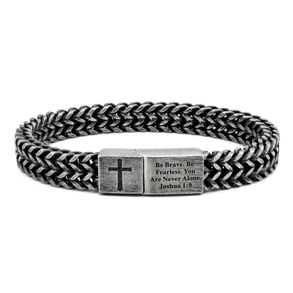 Mens Cross Bracelet Stainless Steel, Bible Verse Religious Christian Gift