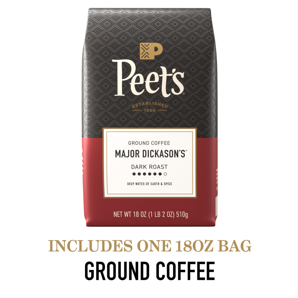 Peet's Coffee Ground Coffee Dark Roast, Major Dickason's Blend, 18 Ounces
