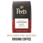 Peet's Coffee Ground Coffee Dark Roast, Major Dickason's Blend, 18 Ounces
