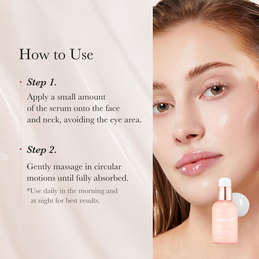 Medicube Triple Collagen Serum 1.85 fl.oz - Nourish dull skin with Triple Collagen Complex - A lightweight serum with Niacinamide and Hyaluronic Acid - Korean Skincare