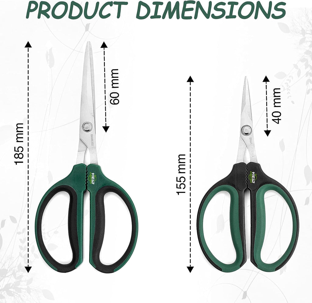 Yieldcropper Hydroponic 2-Pack Bonsai Scissors and Plant Trimming Shears Set - Stainless Steel Pruning Shears for Indoor Gardening, Succulent Harvest, and Precision Plant Care