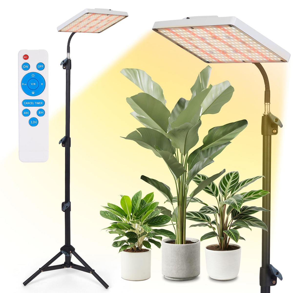 Plant Grow Light indoor,264 LEDs Full Spectrum Plant Light with Adjustable Tripod Stand with Remote Control and Auto On/Off Timer Function,Grow Lamp for Indoor Plants Greenhouse Veg Bloom Hydroponic