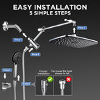 Veken 12" Wide High Pressure Rain Shower Head with Handheld