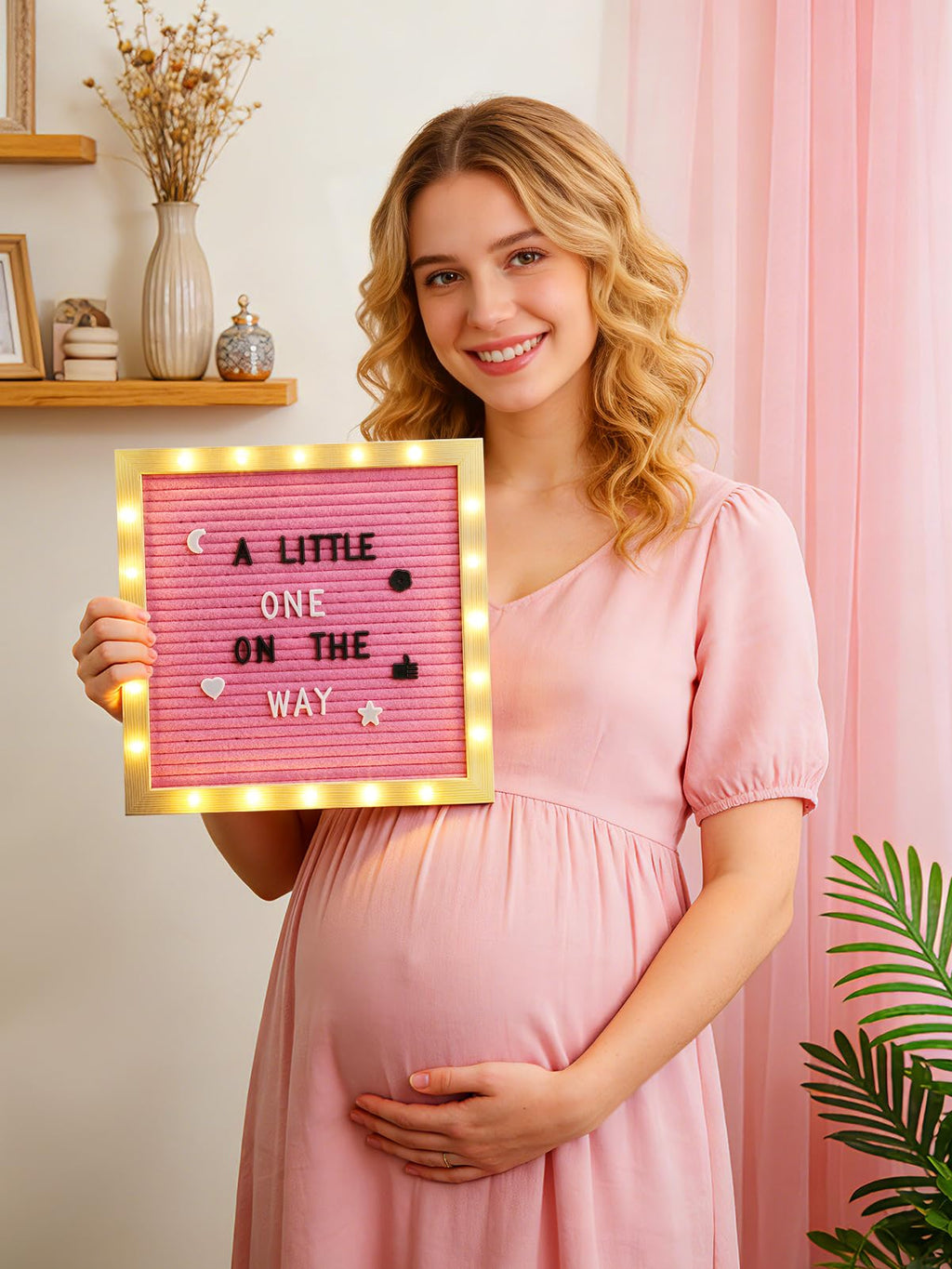 10"×10" Felt Letter Board with LED Lights & Stand for Halloween Party Decor