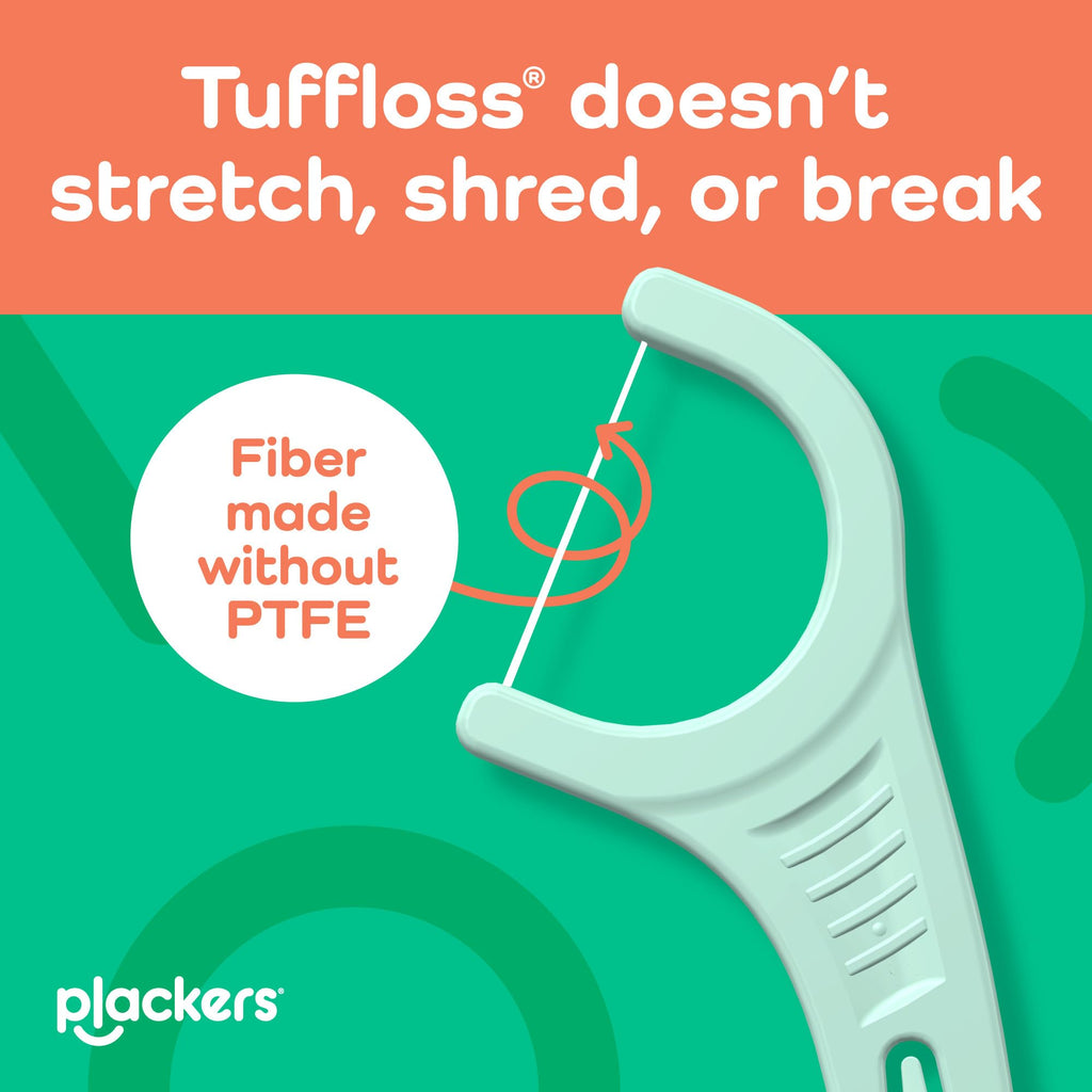 Plackers® Micro Line® Floss Picks - Intense Mint, Floss Fiber Made Without PTFE, 300 Count