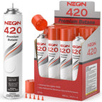 NEON Butane Refill 420ml, 11X Ultra Refined 0 Impurities Butane Fuel, Premium Universal Lighter Fluid with Metal Nozzle and 5 Butane Gas Refill Adapters for Refillable Lighters and Torches, 12 Cans