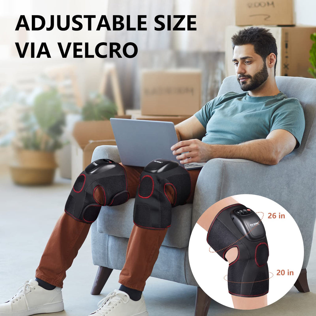 FIT KING Knee Massager with Heat, Knee Brace Wrap for Arthritis Pain Relief, Air Compression Massage Improves Circulation, 3 Modes and 3 Intensities