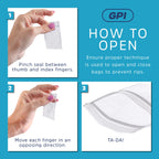 GPI - 2.5" x 3" Small Zip Bags, Clear Plastic Reclosable Jewelry Bags, 2.5 Mil Thick, with Resealable Zip Top Lock for Jewelry, Pills, Meds, Powders, Beads, Seeds, Candy, etc. - 100 Pack
