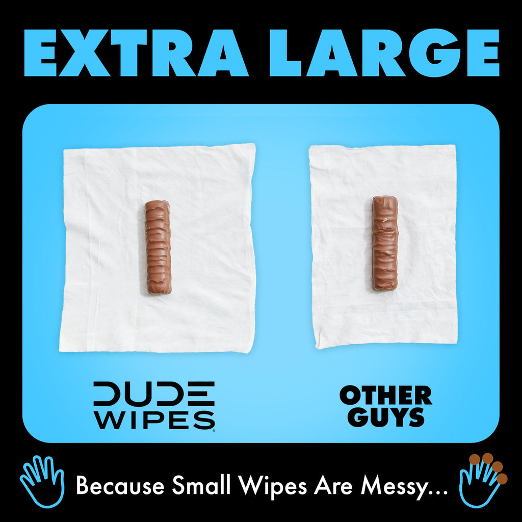 DUDE Wipes Unscented Travel Wipes - 6 Packs of 18 (108 Count) - Extra-Large Adult Flushable Wipes for Sensitive Skin - Infused with Vitamin E and Aloe - Septic and Sewer Safe