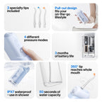 usmile C10 Portable Water Flosser for Travel – 95-Day Battery, 4 Modes, 360° Nozzle, 180ml Tank, IPX7 Waterproof, Dentist-Recommended for Braces, Implants & Sensitive Gums (Blue)