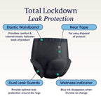 NorthShore GoSupreme Overnight Pull-On Underwear, 8-Hour Leak Protection, Medium, 14-Count Bag, Black, (30-40 in Waist), Unisex Adult Diapers