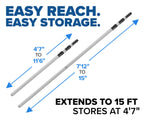 Swimming Pool Pole - 15 Feet Aluminum Telescopic Pool Pole for Cleaning // Telescoping Pool Extension Pole // Adjustable Pool Cleaning Stick for Brush, Skimmer, Vacuum - Inground & Above Ground Pools