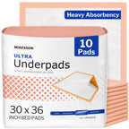 McKesson Underpads Disposable Bed Pads 30" x 36" [10 Count], Heavy Absorbency, Ultra Incontinence Chux Pads for Adults, Elderly, and Baby, Pee Pads