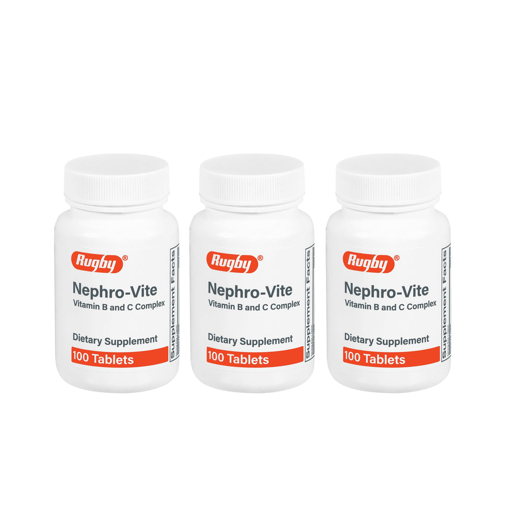 Rugby Nephro-Vite Vitamin B and C Complex Tablets - Dietary Supplement - 100 Count (3 Pack)