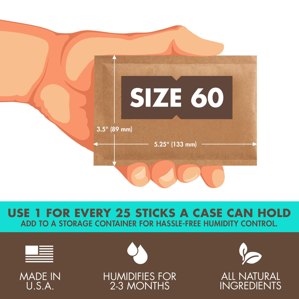 Boveda 69% Two-Way Humidity Control Packs For Plastic & Wood Humidifier Boxes & Zip Lock Bags – Size 60 – 20 Pack – Moisture Absorbers – Humidifier Packs – Hydration Packets in Resealable Bag
