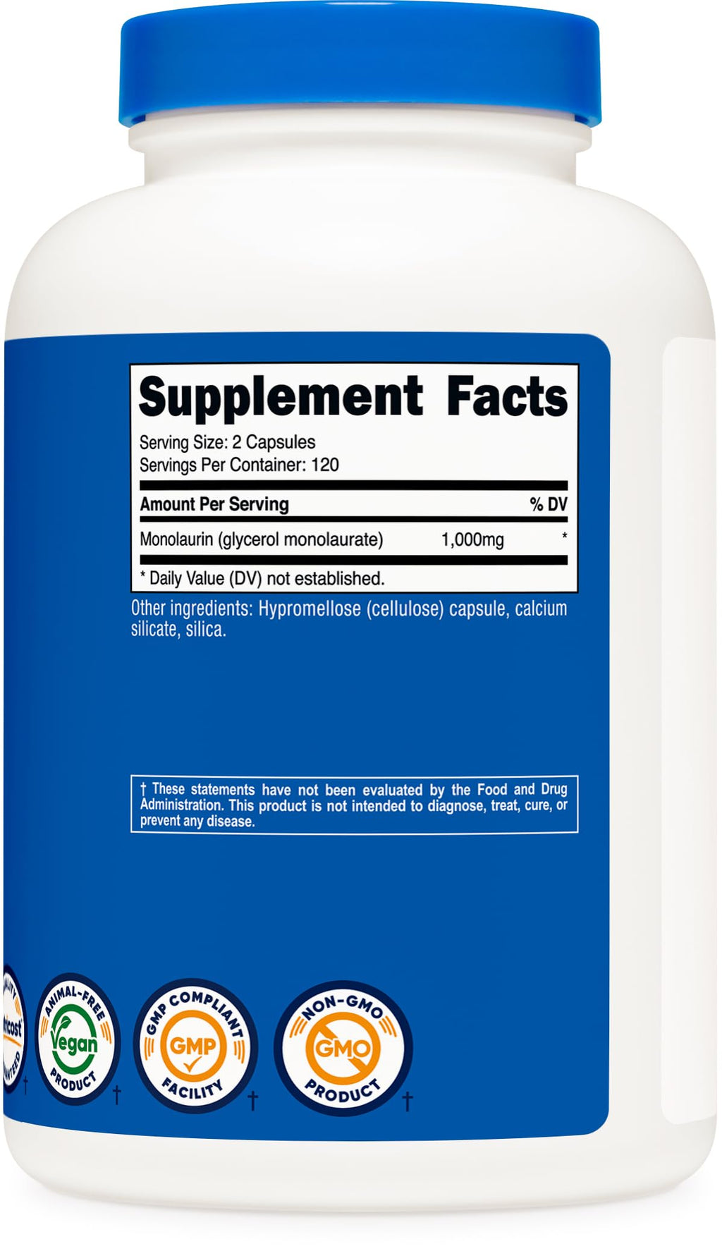 Nutricost Monolaurin 1000 mg (120 Servings, 240 Capsules) - Gluten-Free, Non GMO, Vegan (Pack of 2)
