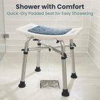 PELEGON Shower Chair for Inside Shower (350 lb) - Adjustable Height, Padded Seat, Shower Chair for Elderly and Disabled - Shower Chair for Adults, Tub Chairs for Bathtubs - Dark Blue