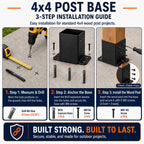 ORIGLE 4x4 Post Base, 4x4 Post Bracket 8PCS, Inner Size 3.6x3.6 inch Fence Post Anchor, Wood Post Brackets for Pavilion Deck Railing Support Deck Base Plate