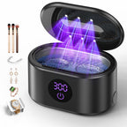BYASKZIV Ultrasonic Jewelry Cleaner, 48KHz Ultrasonic Cleaner Machine with 20oz 304 Stainless Steel Tank, Dual Modes & LED Display - for Jewelry, Eyeglasses, Watches, Dentures, Retainers & More-Black