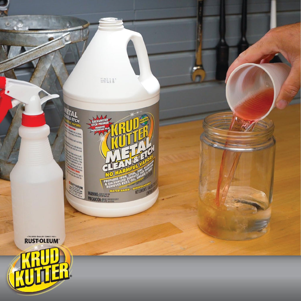 Krud Kutter Metal Clean and Etch, 1 Gallon, Prepaint Surface Prep for Metal, Removes Rust, Dirt and Residue, Helps Improve Coating Adhesion, Low Odor Formula for Steel.