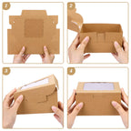 Moretoes 24pcs Cookie Boxes with Window, 6x6x3 In Brown Bakery Boxes