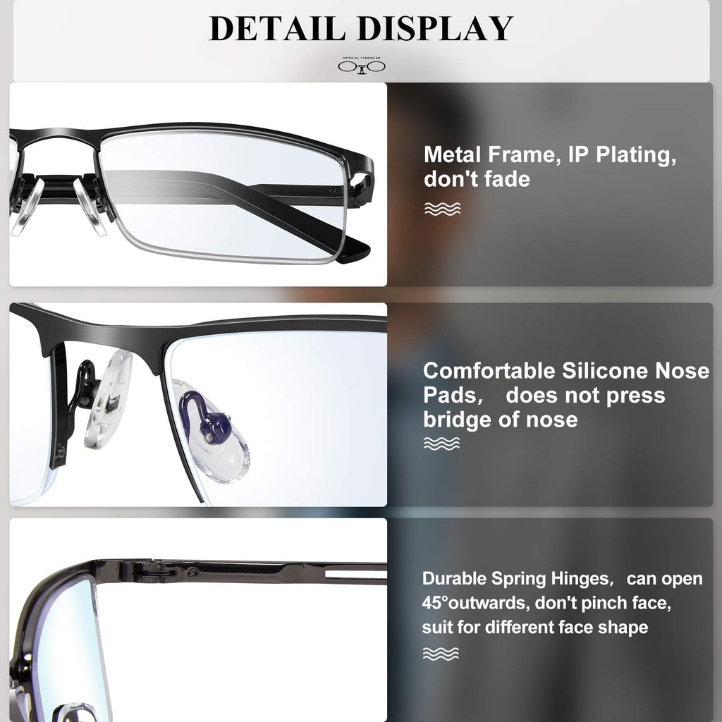 Lcbestbro Reading Glasses for Men, 0.5 Blue Light Blocking Reading Glasses Metal Readers