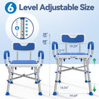 FSA/HSA Eligible Shower Chair for Inside Shower with Reinforced Crossing Bar, Heavy Duty Shower Seat 500lbs with Padded Arms and Back, Height Adjustable Shower Chair for Elderly and Disabled