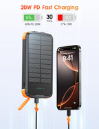SOXONO Solar Power Bank 40000mAh PD20W Fast Charging Portable Solar Charger