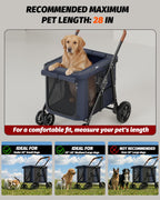 NUGUTIC Dog Stroller for Large & Medium Dogs, Pet Stroller for 2 Small Dogs Up to 80 Lbs, Extra Large Heavy Duty, Folding & Breathable, All-Terrain Wheels, Navy Blue