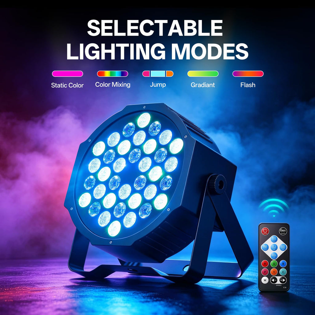 U`King 36 LED RGB Stage Par Lights by Remote DMX Control 2pack