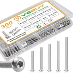 VGBUY 300pcs M4 Screws Assortment, M4 Screws Bolts for 3D Printer DIY, Hex Button Head Cap Screw Bolts Nuts Washer Kit, 304 Stainless Steel, 25/30/35/40/45/50mm