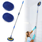 Wall Cleaner, Max 66'' Wall Mop with Long Handle, Ceiling Dust Mop with 15° Labor-Saving Elbow Extension Pole, Baseboard Duster Washer Scrubber, High Reach Window Cleaning Brush, Roof Cleaning Tool-BU