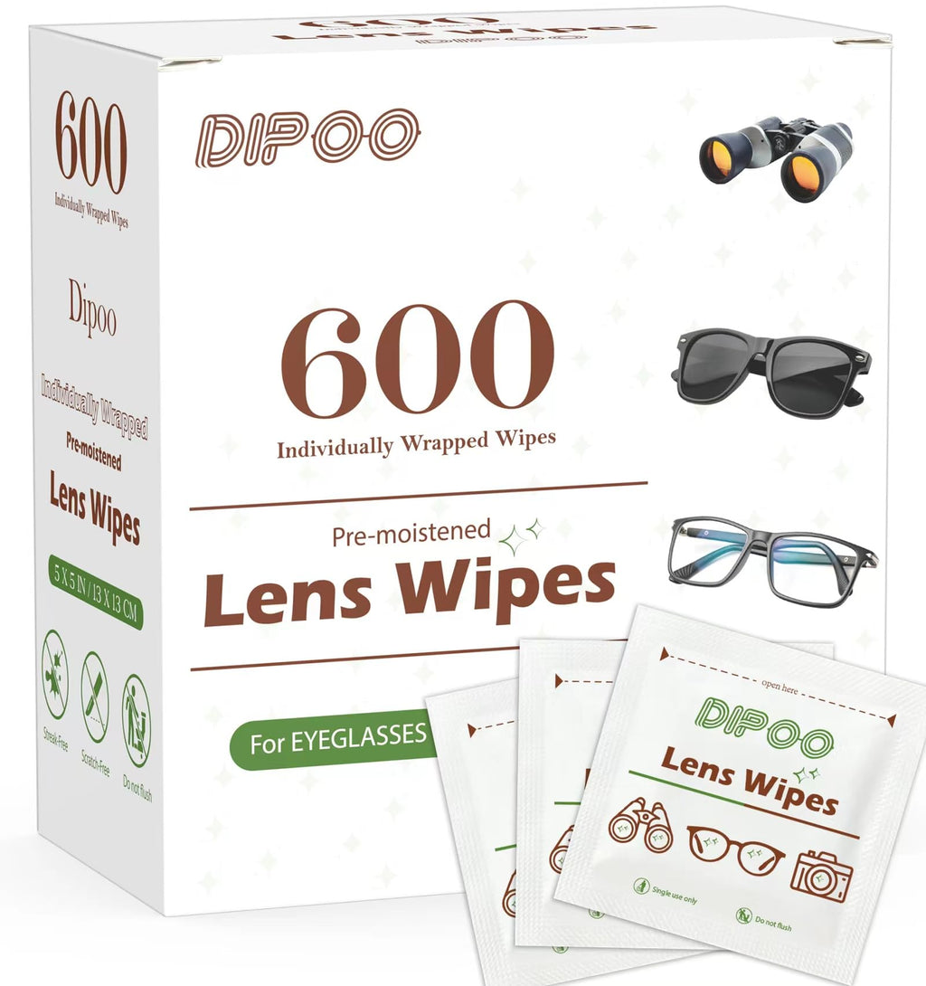 600 Count Lens Wipes for Eyeglasses, Eye Glasses Cleaner Wipes Pre-moistened Individually Wrapped Sracth-Free Streak-Free Eyeglasses Cleaning for Sunglass, Camera Lens, Goggles