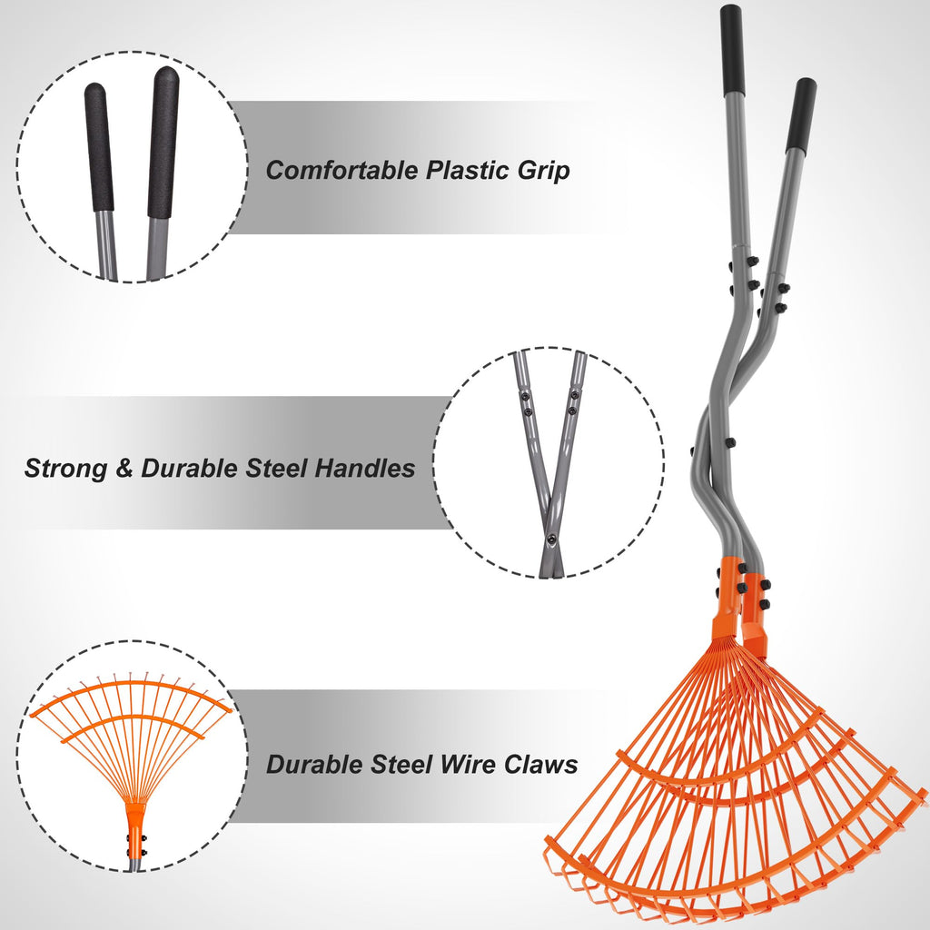 Walensee Leaf Grabber Rake, Long Handle Yard Debris Collector for Lawn