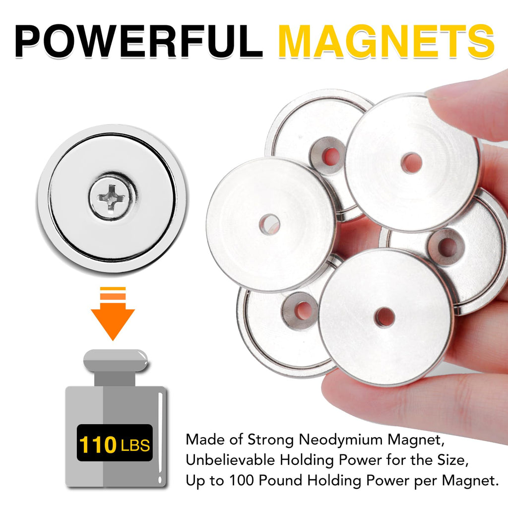 DIYMAG Magnets with Countersunk Hole,1.26 Inch 110LBS 8 Pack